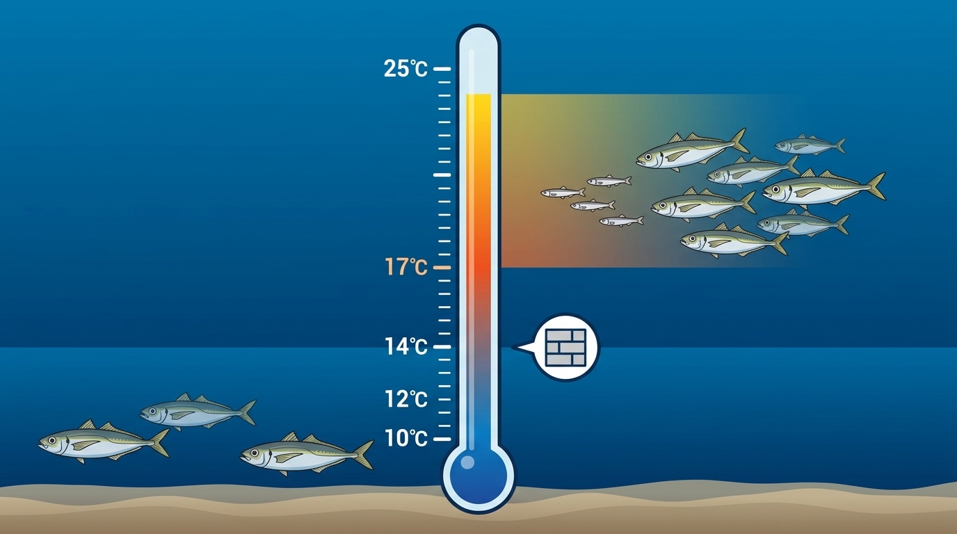 アジの適水温と活性の変化を示すインフォグラフィック