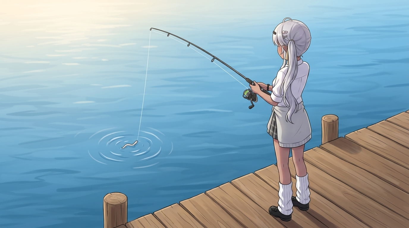 釣果UPを狙う、アジングアクションを解説する準備ができた釣り人。