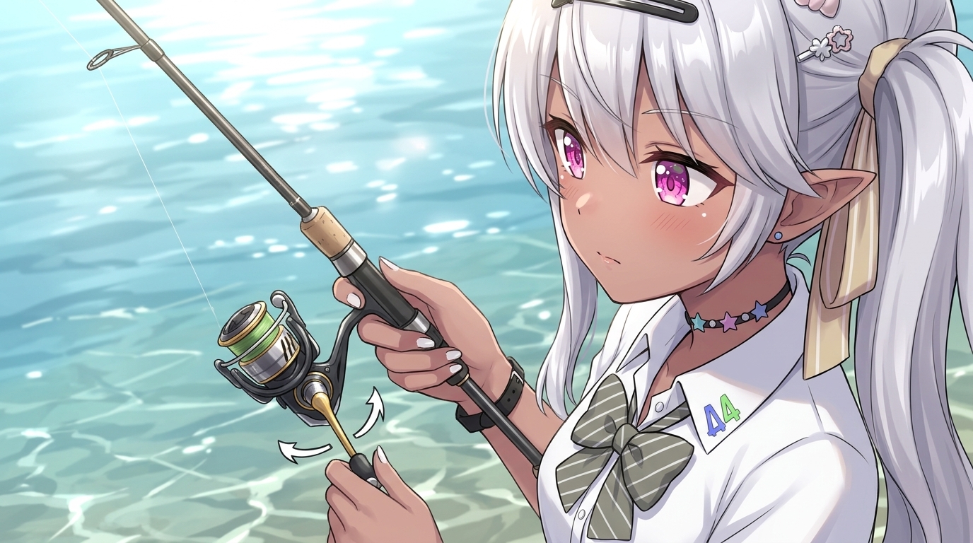 アジング初心者向けに、ルアーをデッドスローでただ巻きする様子。