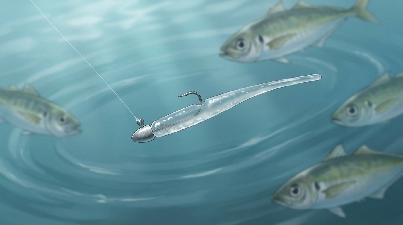 水中で重力に逆らうように漂い浮遊感を演出するアジング用ワーム