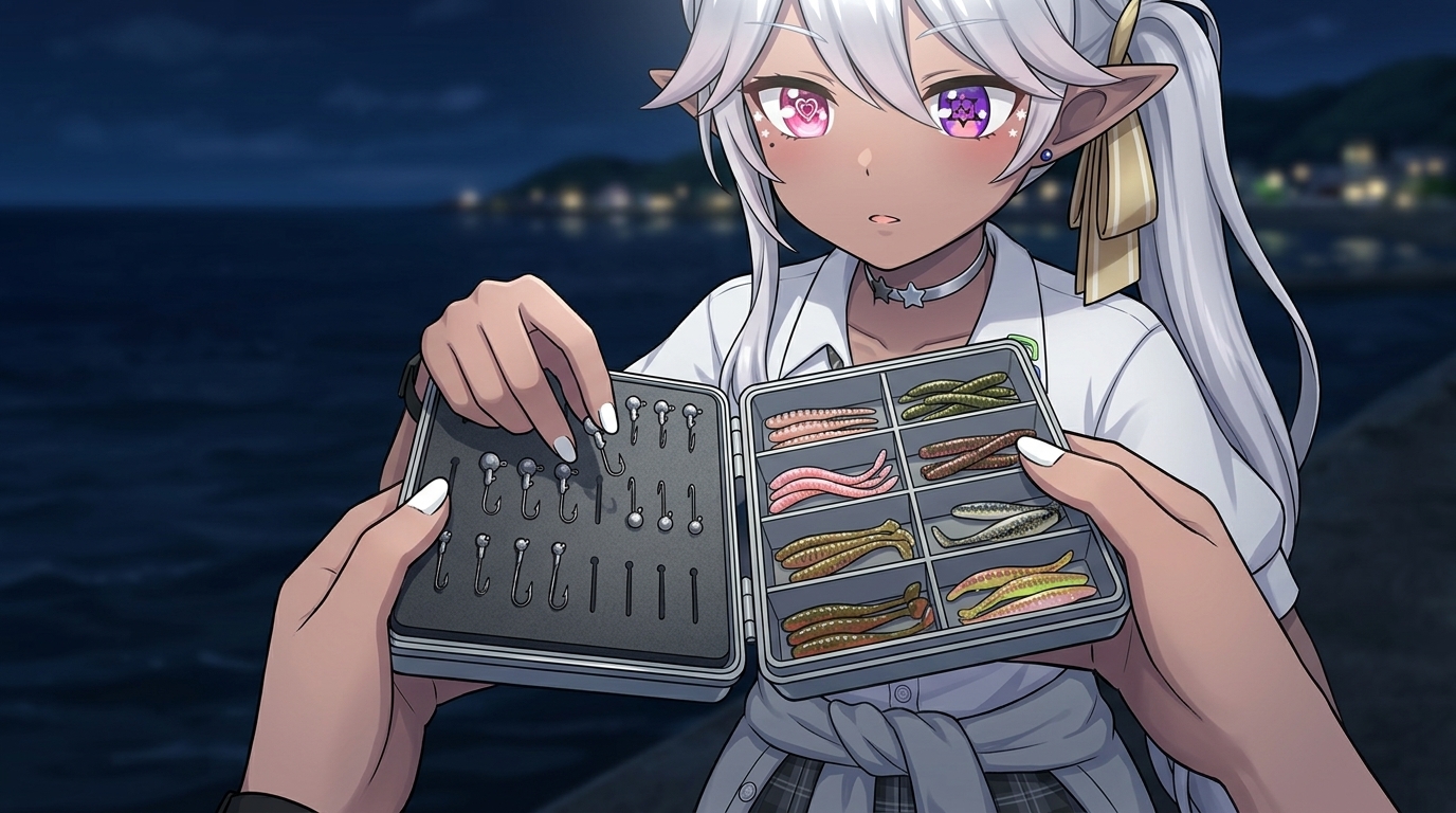 ジグヘッドとワームを効率的に収納できる両面タイプのランガンケース