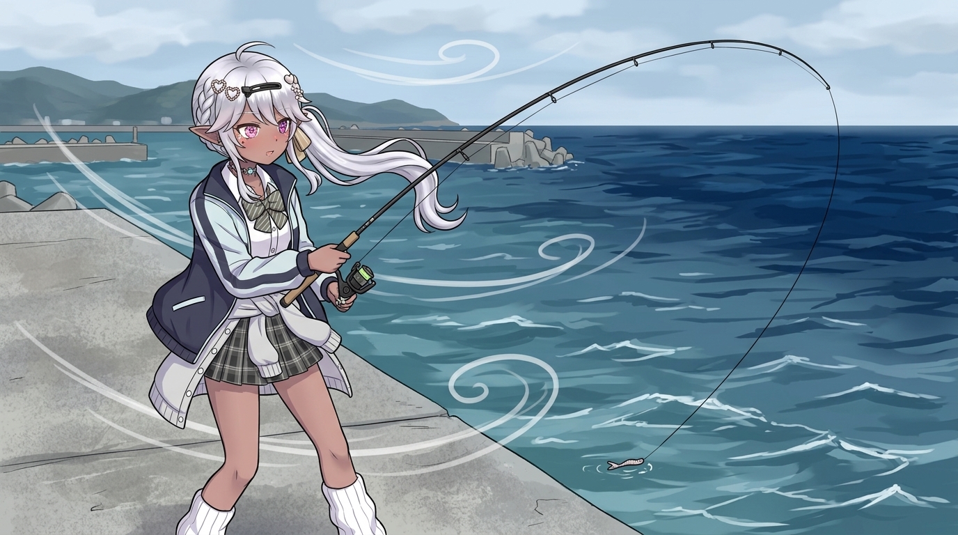 ノーシンカーリグの弱点である飛距離の不足と風への弱さを示すイメージ図