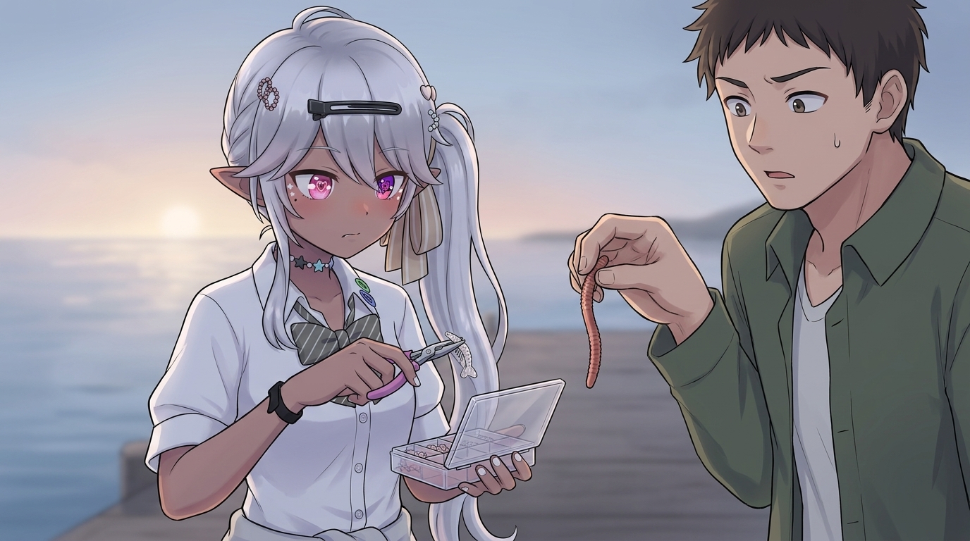 アミエビと同調する、極小・超ソフトなクリアワームを選ぶアバター。