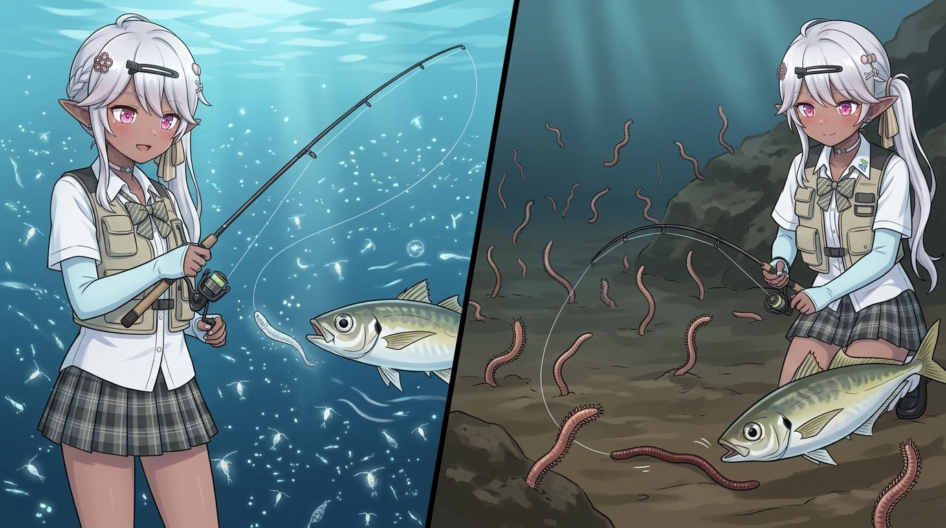 春のアジングにおけるプランクトンパターンとバチ抜けパターンのルアーアプローチ