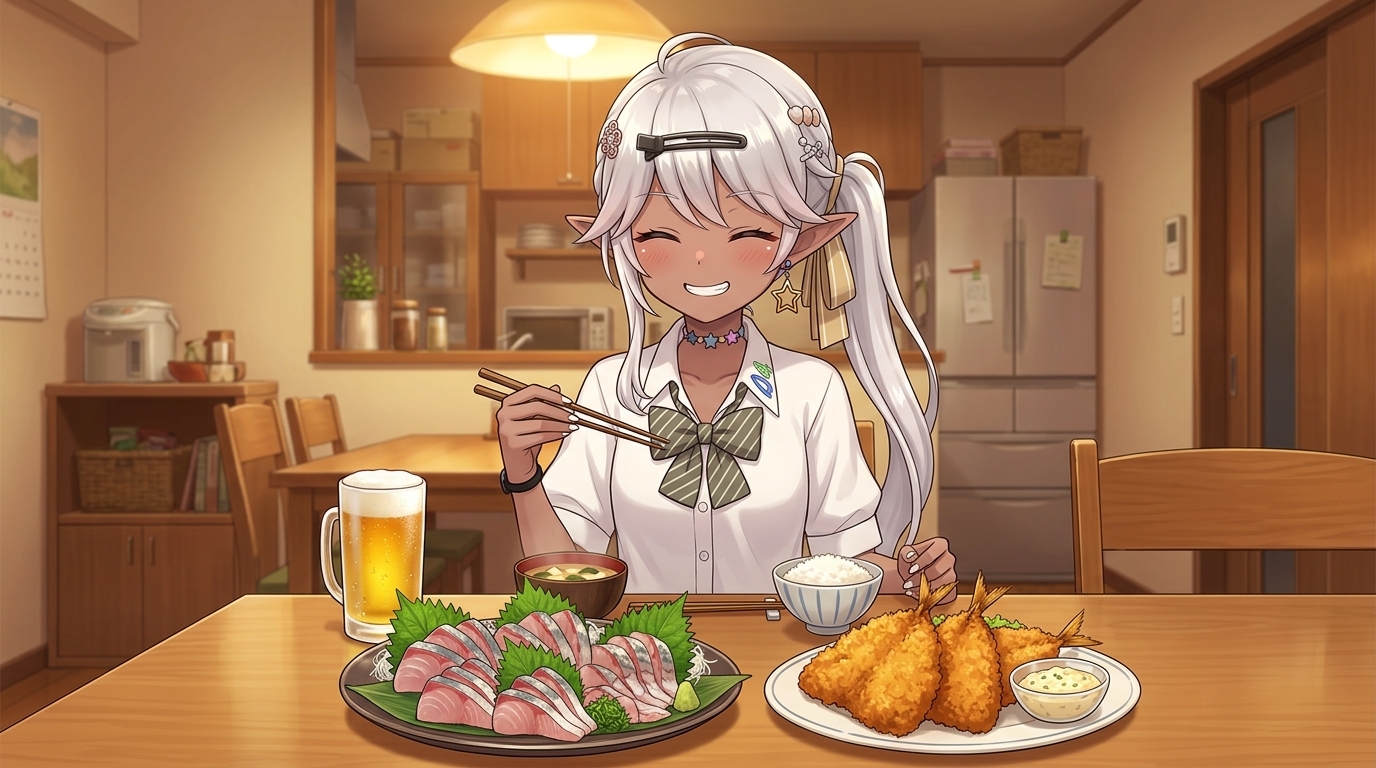 自分で釣った新鮮なアジを使ったお刺身とアジフライが並ぶ、食欲をそそる食卓の風景